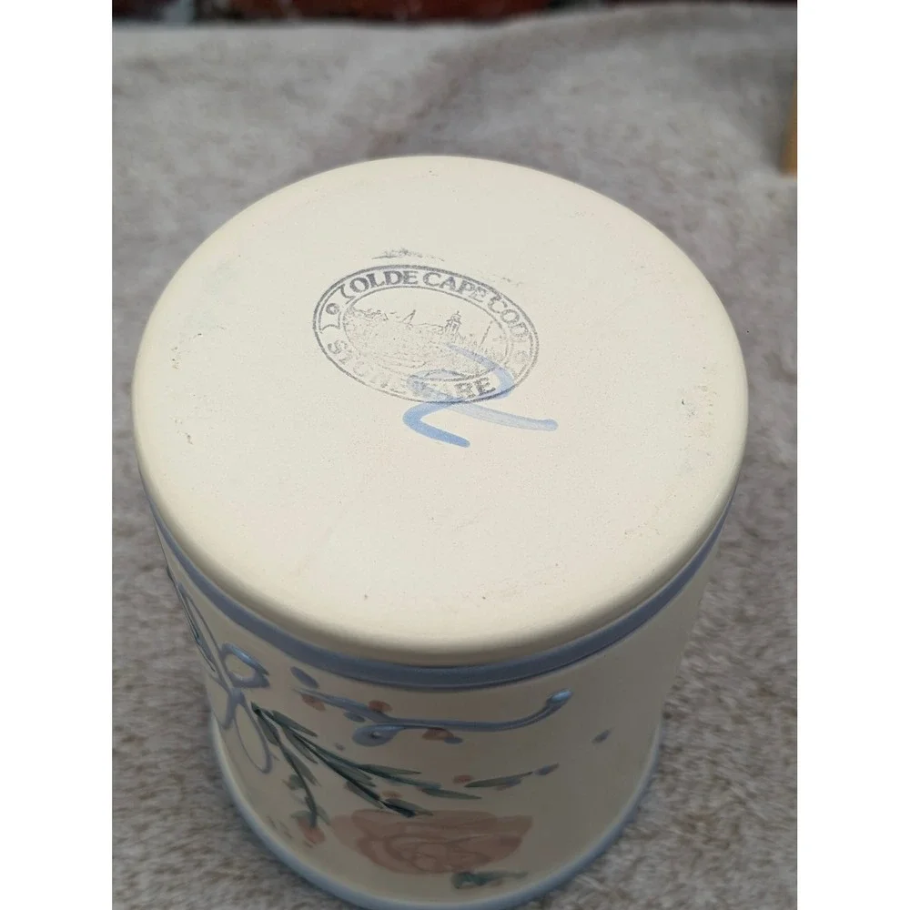 Vtg Olde Cape Cod Stoneware Tea Light Candle Potpourri Warmer 80s Hand Painted